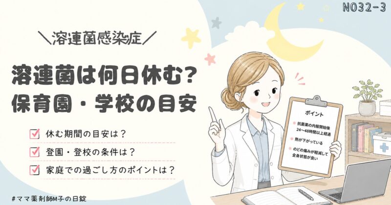 32-3_H2_StrepInfection_m-ko_溶連菌はいつから登園?子どもの登園目安を薬剤師ママM子が解説
